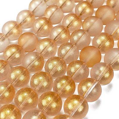 Frosted Transparent Glass Bead Strands GLAA-P065-10mm-02-1