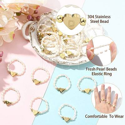 Natural Freshwater Pearl & 304 Stainless Steel Bead Finger Rings RJEW-FS00001-04-1