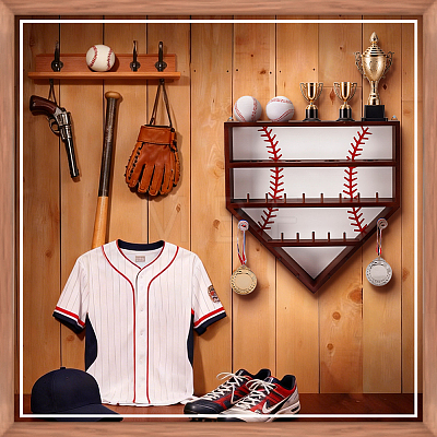 Wall-mounted Pine Wood Organizer Display Stands for Championship Rings RDIS-WH0016-25A-1