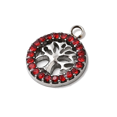 304 Stainless Steel Micro Pave Rhinestone Pendants STAS-G369-11P-1