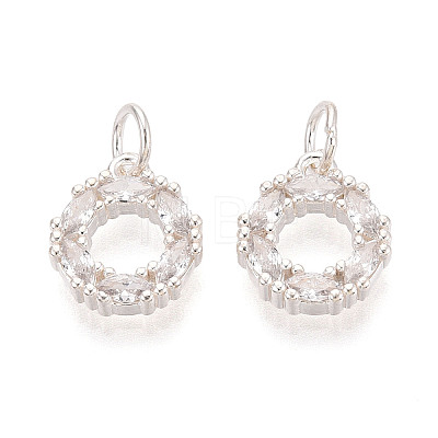 Sparkling 925 Sterling Silver Micro Pave Cubic Zirconia Circle Charms STER-T009-19S-1