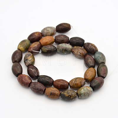 Oval Natural Picasso Stone/Picasso Jasper Beads Strands X-G-M137-01-1