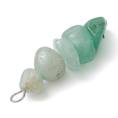 Gradient Color Natural Green Aventurine & Natural Prehnite & Natural Malachite Chip Beaded Pendants PALLOY-JF02791-05-1