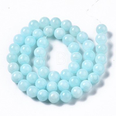Natural Dyed Yellow Jade Gemstone Bead Strands X-G-R271-8mm-Y04-1