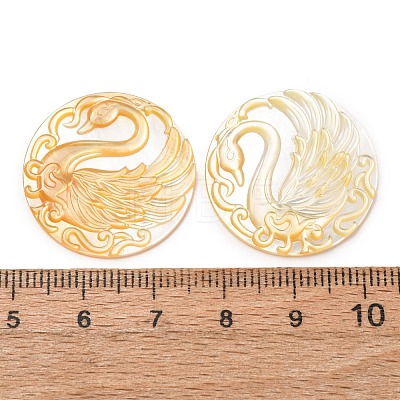 Natural Yellow Shell Carved Cabochons SHEL-G024-03B-1
