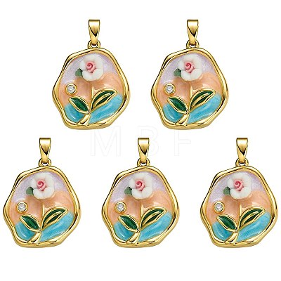 5Pcs Brass Enamel Pendants KK-SZ0002-58A-1