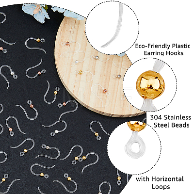 80Pcs 4 Colors Eco-Friendly Plastic Earring Hooks STAS-FH0002-15-1