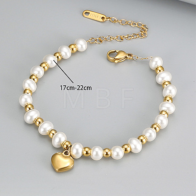 304 Stainless Steel & Imitation Pearl Charm Bracelets FS-WGF99C6-01-1