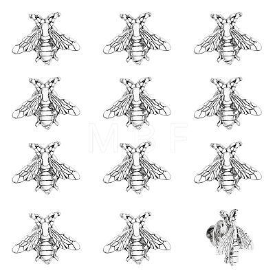 12Pcs Alloy Bees Lapel Pin JEWB-CA0001-36AG-1