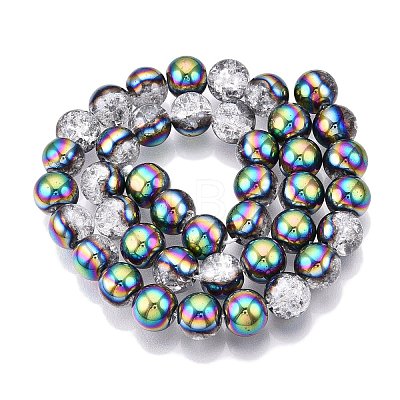 Electroplated Crackle Glass Beads Strands EGLA-N014-10mm-06-1