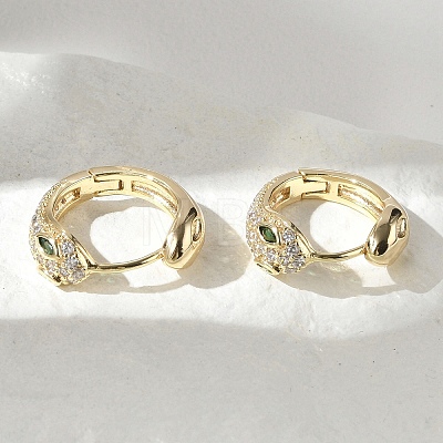 Brass Clear Cubic Zirconia Hoop Earrings EJEW-Q014-28G-1