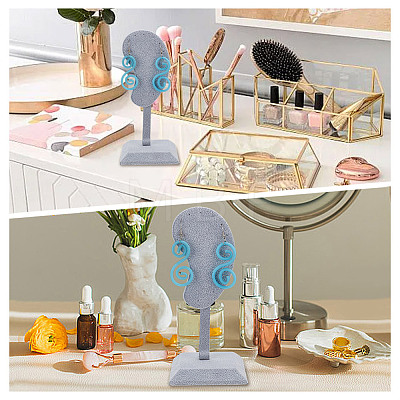 Ear Shaped Velvet & Wood Earrings Display Stands ODIS-WH0061-68A-1