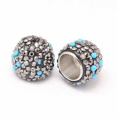 Platinum Plated Brass Polymer Clay Rhinestone Cord Ends RB-L025-25-1