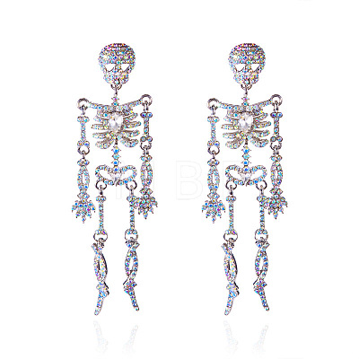 Halloween Zinc Alloy Crystal AB Rhinestone Dangle Stud Earrings FS-WGF4447-03-1