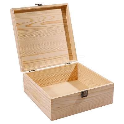 Square Pine Wood Packing Boxes with Metal Clasps CON-WH0089-186-1-1