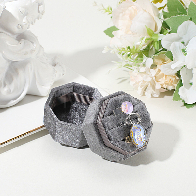 Velvet Cover Plastic Couple Ring Box VBOX-WH20003-001D-1