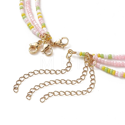 3Pcs 3 Style Shell Pearl & Polymer Clay Flower & Glass Seed Beaded Necklaces Set NJEW-JN04125-1