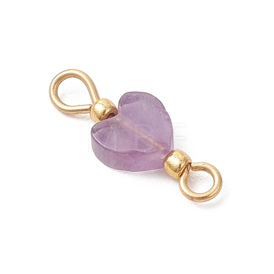 Natural Mixed Gemstone Heart Links Connector Charms PALLOY-JF05035-1