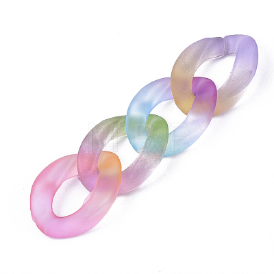 Spray Painted Two Tone Transparent Acrylic Linking Rings X-OACR-S036-001A-N-1