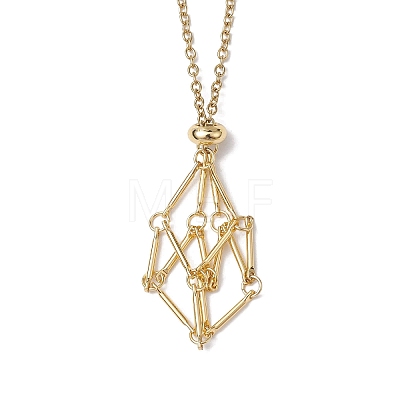 Crystal Cage Holder Necklace X-NJEW-JN04588-1