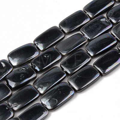 Electroplate Natural Freshwater Shell Beads Strands SHEL-R049-027-1