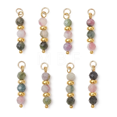 Natural Colorful Tourmaline Faceted Round Pendants PALLOY-JF04907-1