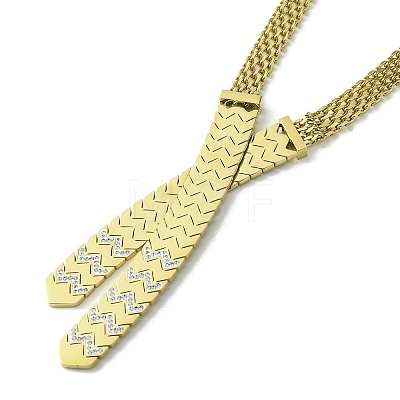 304 Stainless Steel with Cubic Zirconia Mesh Chain Necklace NJEW-Q322-05G-1
