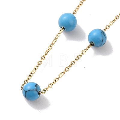 Synthetic Turquoise Beads Necklace BJEW-B078-02G-1