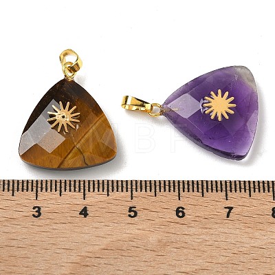 Natural Quartz Crystal & Amethyst & Rose Quartz & Green Aventurine & Tiger Eye Pendants G-K385-14G-1
