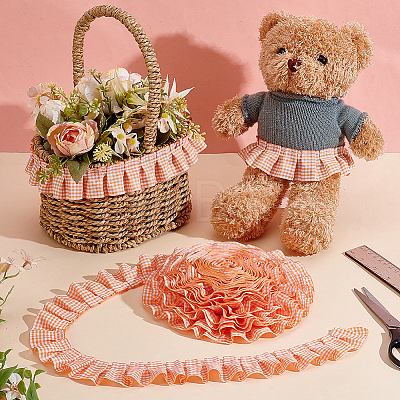 Pleated Polyester Lace Ribbons SRIB-WH0011-473B-1