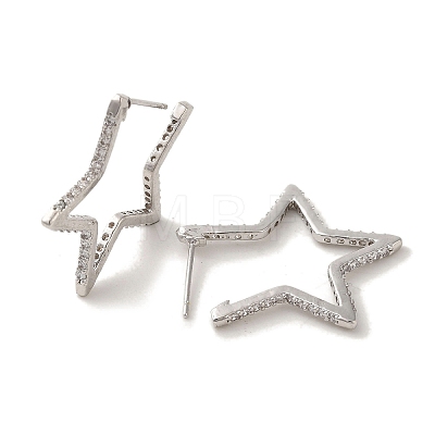 Star Brass Stud Earrings EJEW-R162-03P-01-1