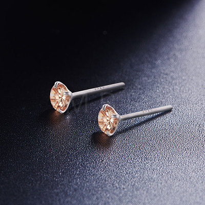 SHEGRACE Rhodium Plated 925 Sterling Silver Four Pronged Ear Studs JE420E-02-1