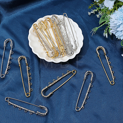 16Pcs 2 Colors Iron Rhinestone Safety Pins FIND-SC0022-85-1