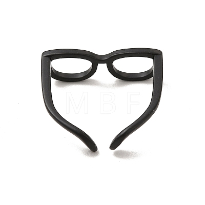 Brass Glasses Frame Open Cuff Ring for Women X-RJEW-F140-140EB-1