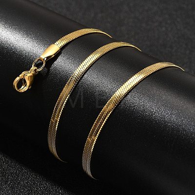 3mm Titanium Steel Flat Snake Chain Necklaces for Men Women NJEW-G160-03G-1