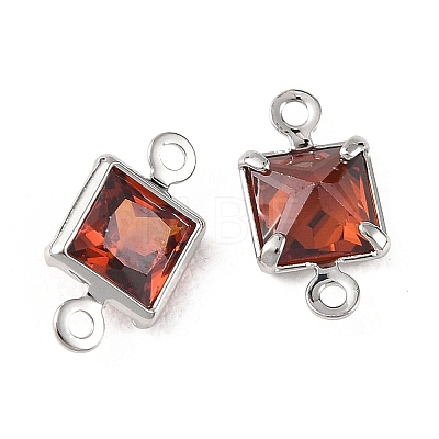 SHEGRACE Brass Pave Cubic Zirconia Square Connector Charms XGRQ2O169-440B-P-1
