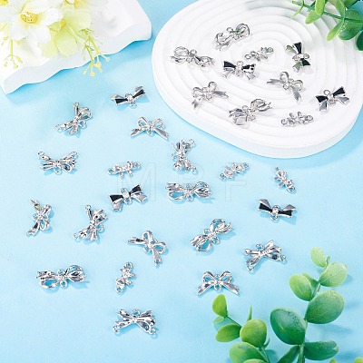 30Pcs 5 Styles Alloy Crystal Rhinestone Bowknot Links Connector Charms FIND-TA0010-98-1