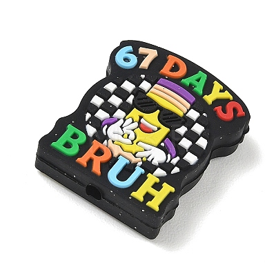 Number 6 7 Theme Cartoon Silicone Beads SIL-E013-02F-1