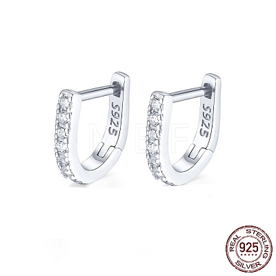 Anti-Tarnish Rhodium Plated 925 Sterling Silver Micro Pave Cubic Zirconia Hoop Earrings for Women EJEW-F317-20P-1