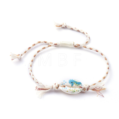 Printed Cowrie Shell Beads Braided Bead Bracelets SH-CJA99F-1
