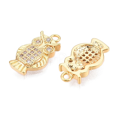 Brass Micro Pave Clear Cubic Zirconia Charms KK-T073-11G-1