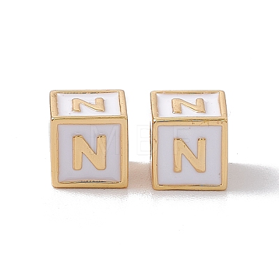 Rack Plating Brass Enamel Beads KK-B060-04G-04N-1