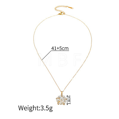 304 Stainless Steel Crystal Rhinestone & Acrylic 3D White Flower Pendant Necklaces for Women WG9CA49-03-1