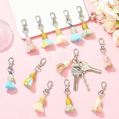 12Pcs 6 Colors Cotton with Polyester Tassel Pendant Decorations HJEW-YW00336-1