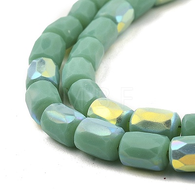 Frosted Imitation Jade Glass Beads Strands GLAA-P058-07B-11-1