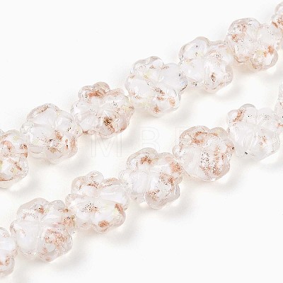 Luminous Handmade Gold Foil Glass Beads Strands FOIL-N029-01A-1