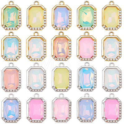 48Pcs 2 Colors UV Plating Alloy with Mixed Color Glass Rhinestone Pendants FIND-SC0023-45-1