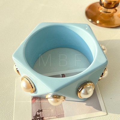 Resin & Plastic Pearl Bangles for Women WG73613-02-1