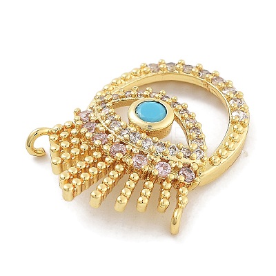 Evil Eye Rack Plating Brass Micro Pave Cubic Zirconia Pendants KK-Z071-69G-02-1