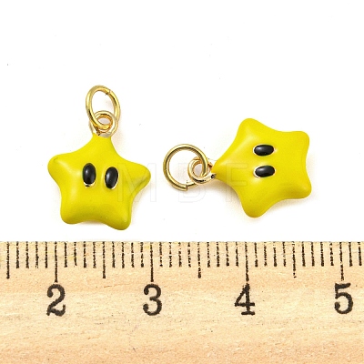 Star Rack Plating Brass Enamel Charms X-KK-Q804-07G-1